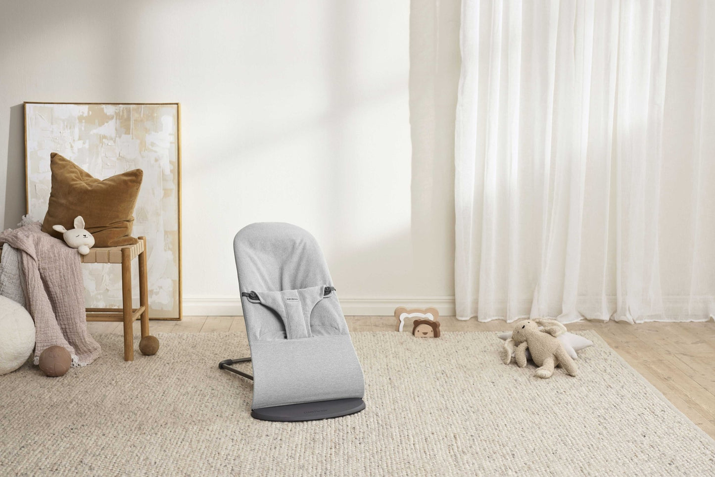 BabyBjörn Bouncer Bliss, Woven, Light Grey Mélange - BOBO BOUTIQUE