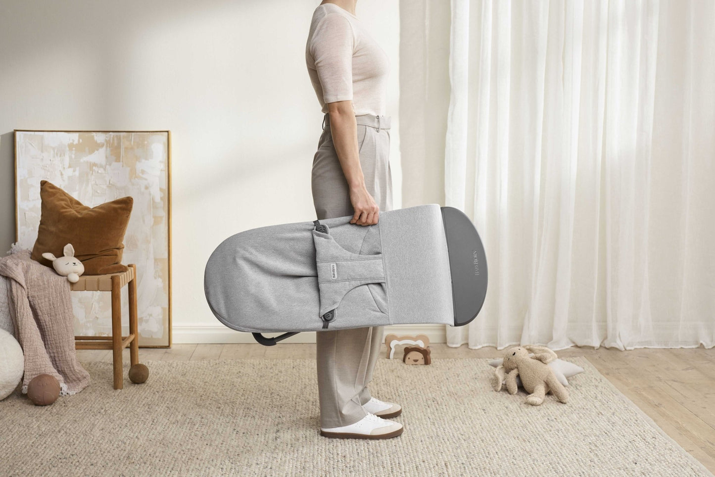 BabyBjörn Bouncer Bliss, Woven, Light Grey Mélange - BOBO BOUTIQUE