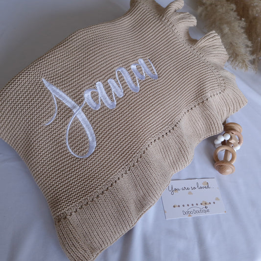 Ruffled Blanket - Camel - BOBO BOUTIQUE