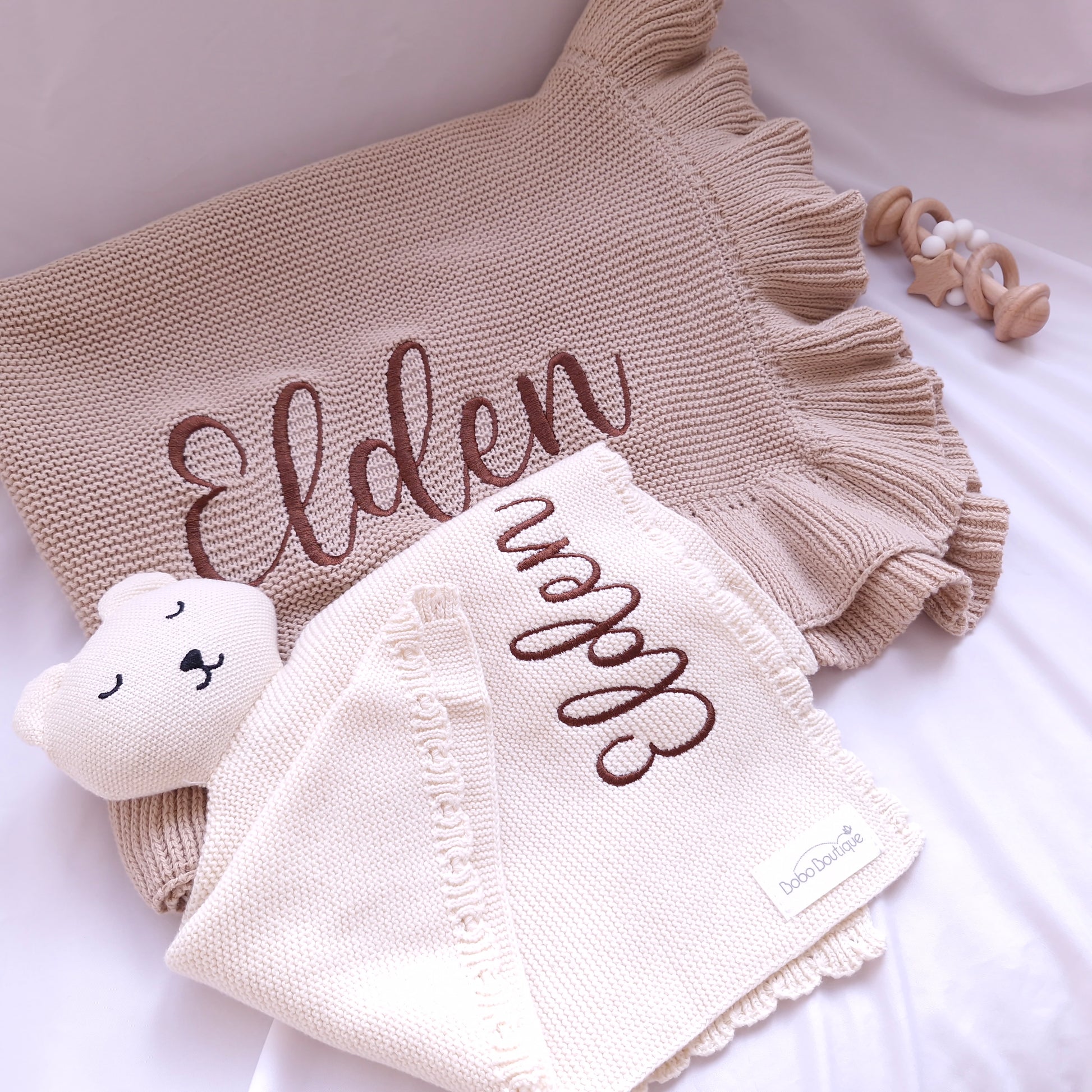 Ruffled Blanket - Camel - BOBO BOUTIQUE