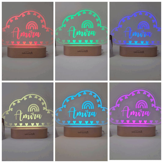 Personalized Night Light - Cloud & Hearts - BOBO BOUTIQUE