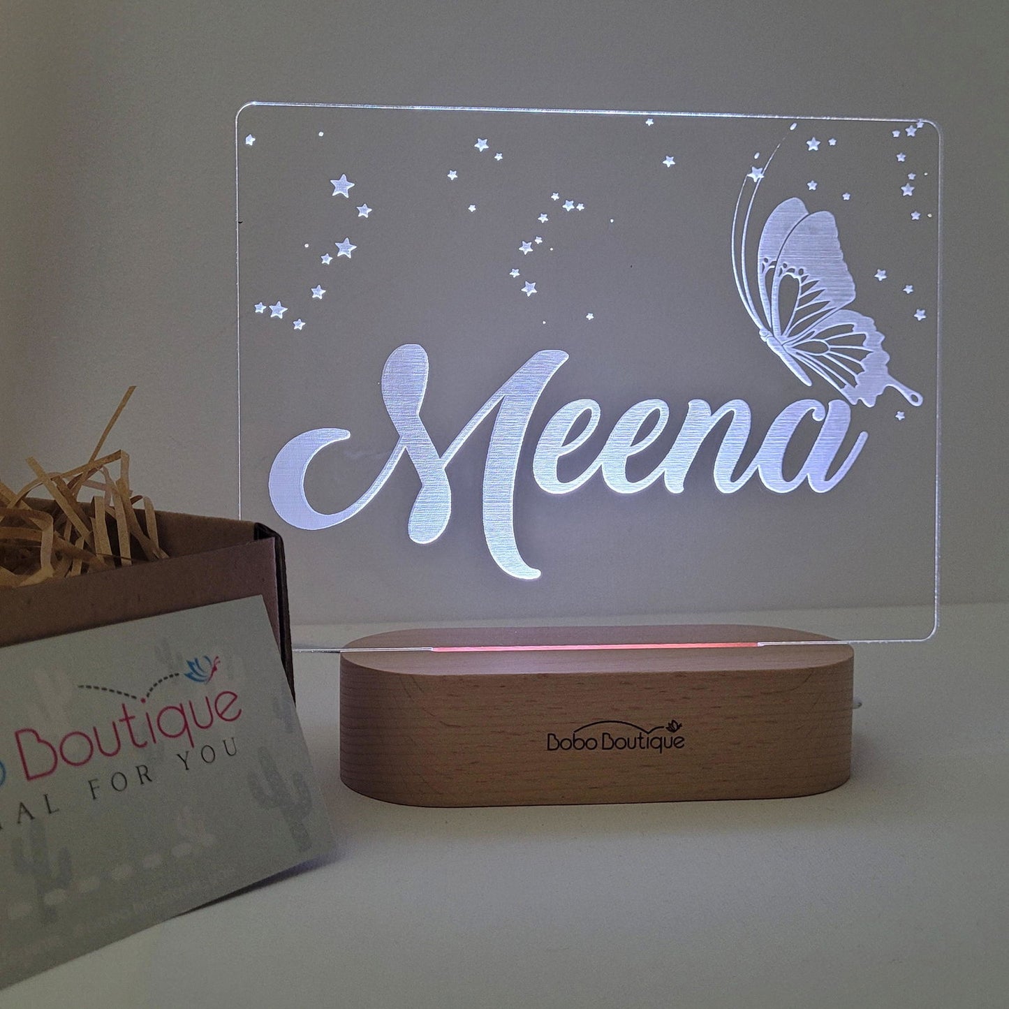 Personalized Night Light - Stars Butterfly - BOBO BOUTIQUE