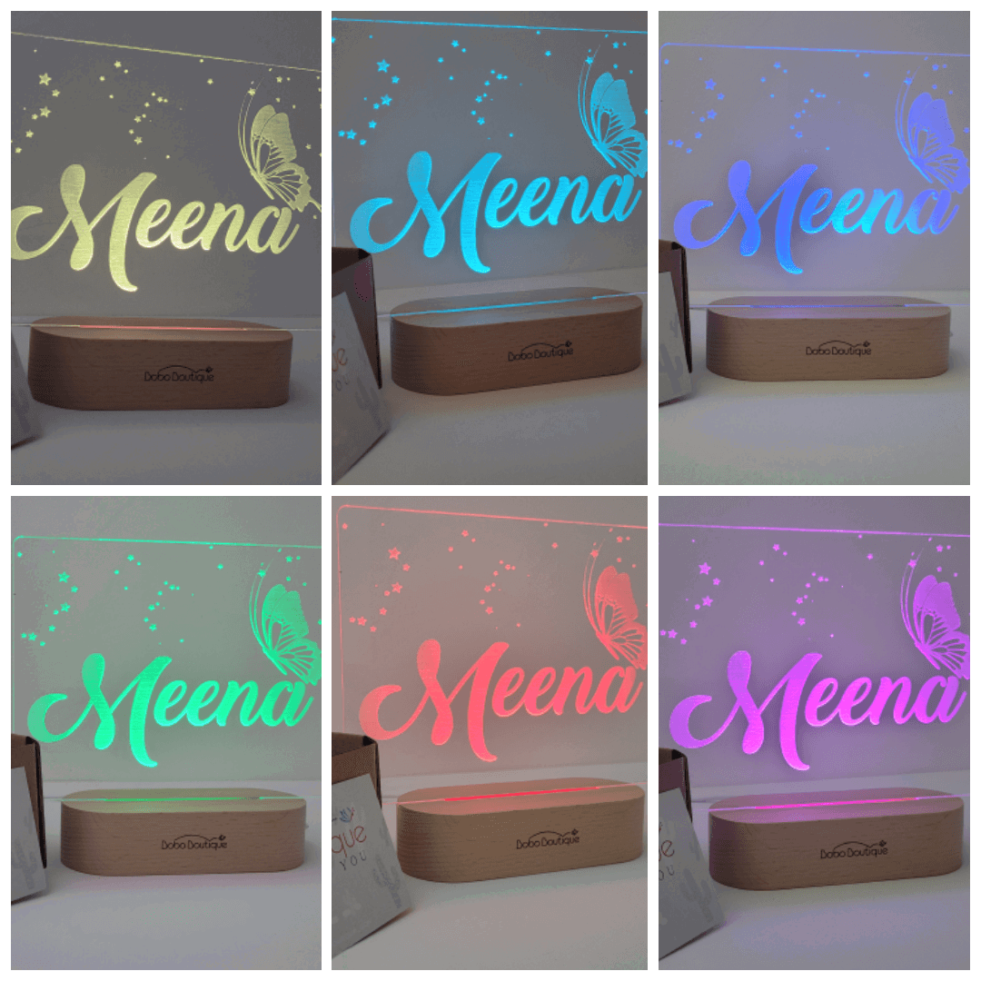 Personalized Night Light - Stars Butterfly - BOBO BOUTIQUE