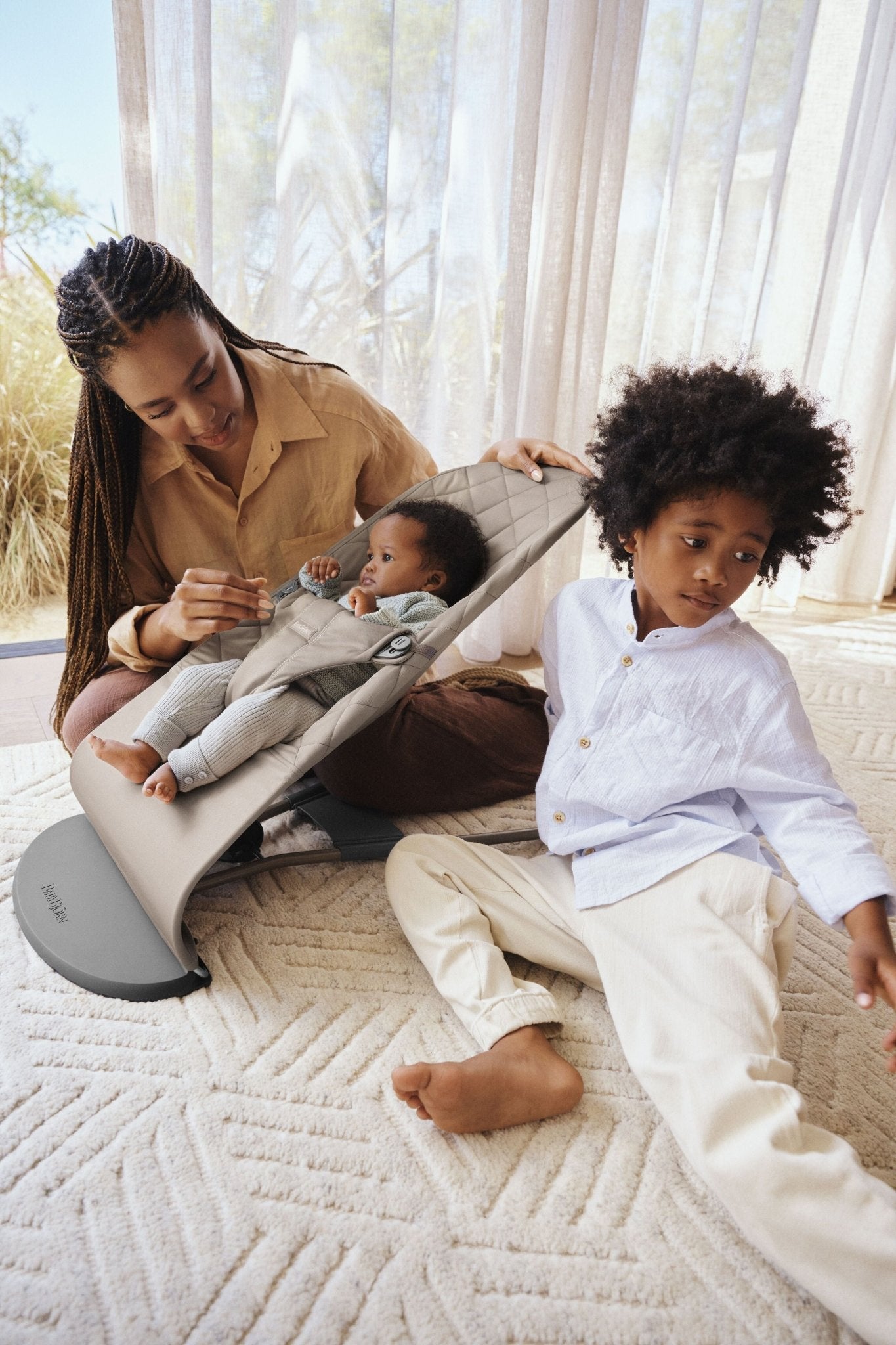 BabyBjörn Bouncer Bliss, Woven, Classic Quilt, Sand Grey - BOBO BOUTIQUE