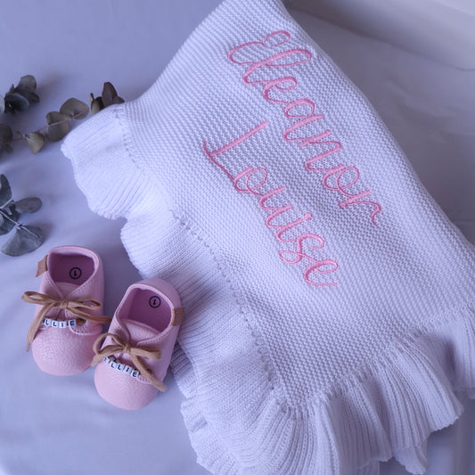 Ruffled Blanket - White - BOBO BOUTIQUE