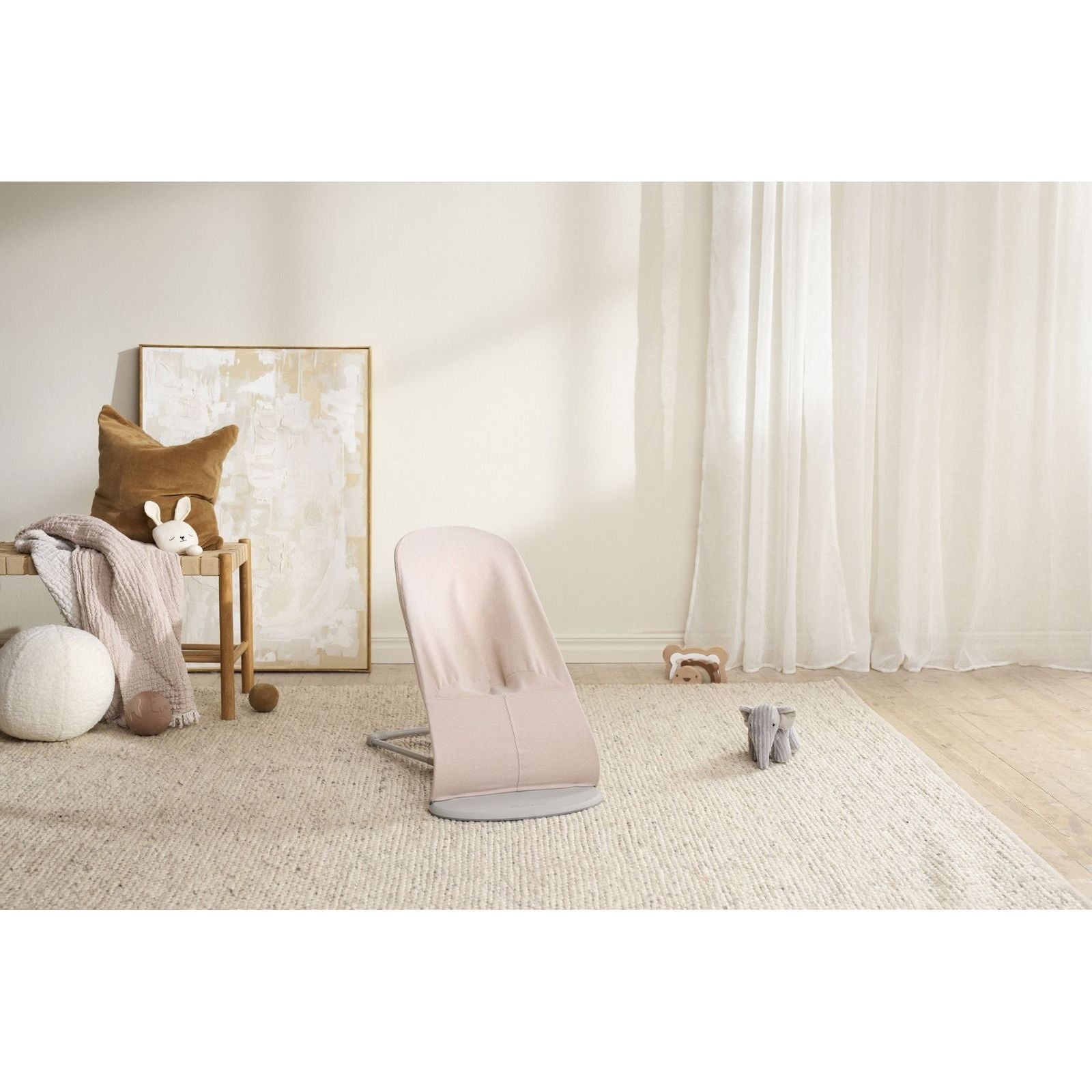 BabyBjörn Bouncer Bliss, Woven, Light Pink Mélange - BOBO BOUTIQUE