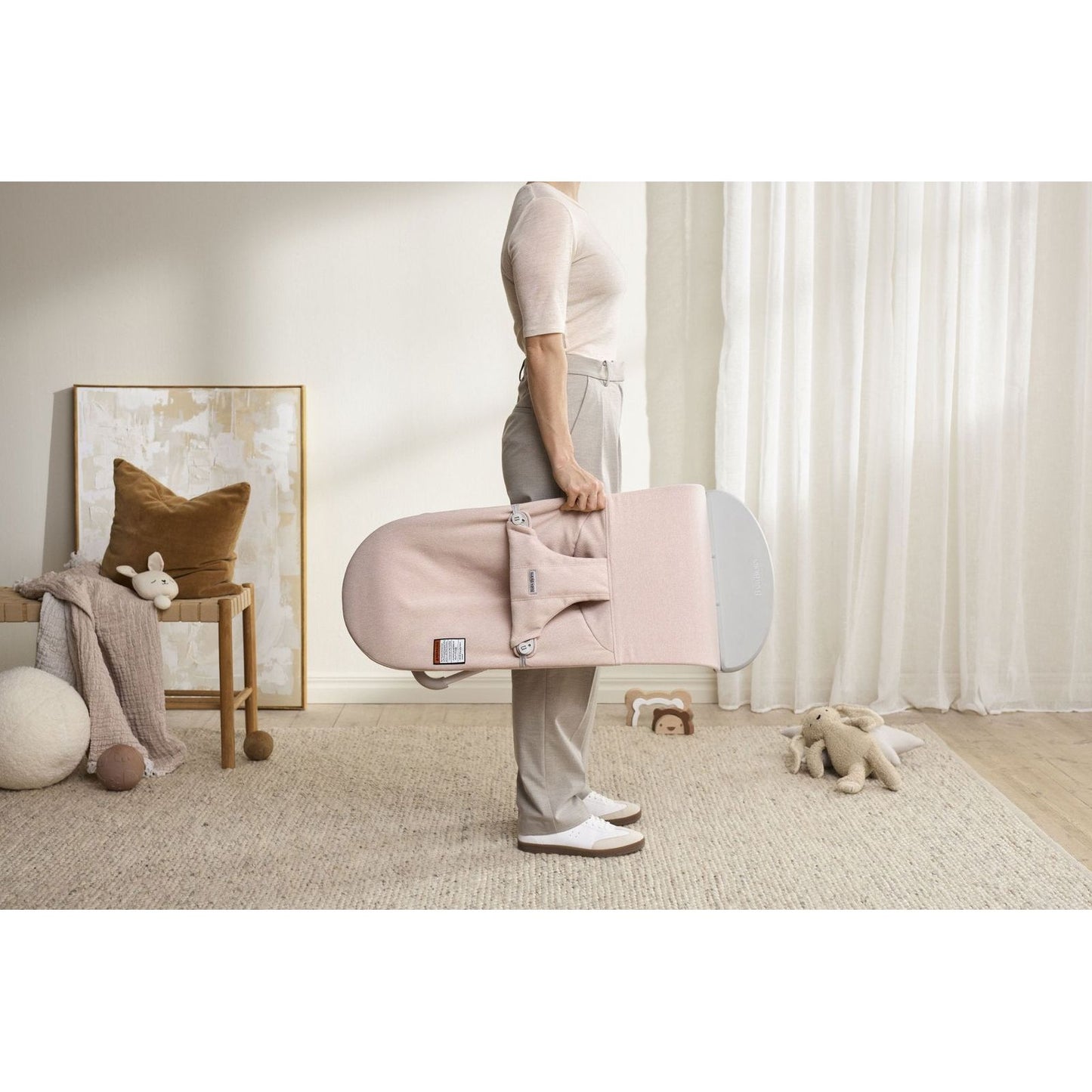 BabyBjörn Bouncer Bliss, Woven, Light Pink Mélange - BOBO BOUTIQUE