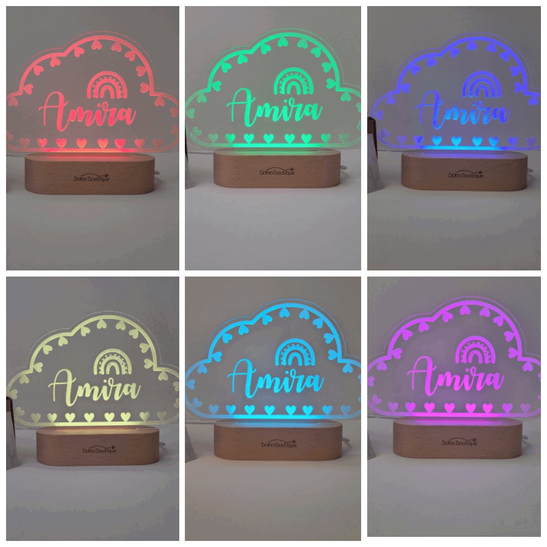 Personalized Night Light - Cloud & Hearts - BOBO BOUTIQUE