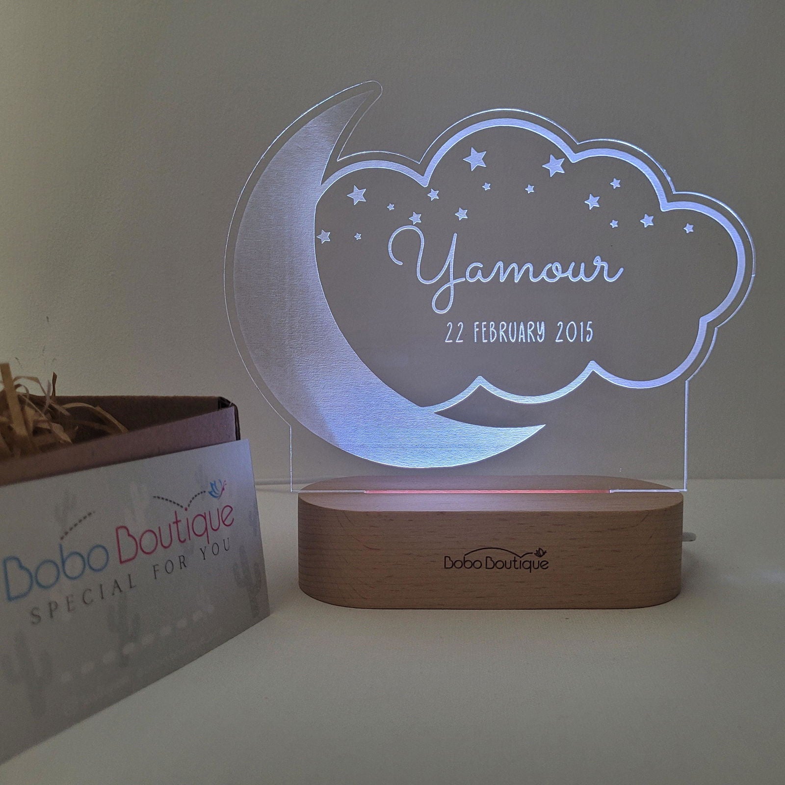 Personalized Night Light - Cloud & Moon - BOBO BOUTIQUE