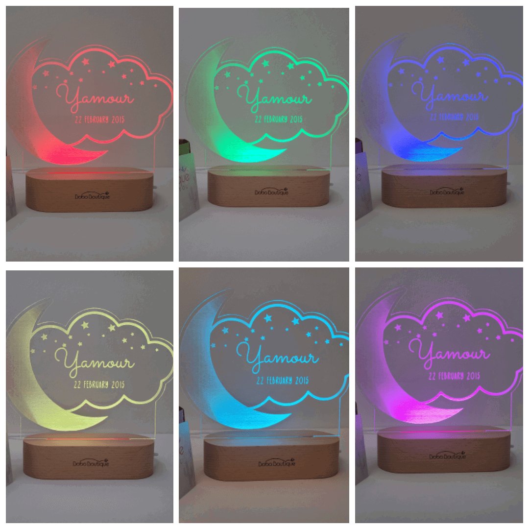 Personalized Night Light - Cloud & Moon - BOBO BOUTIQUE