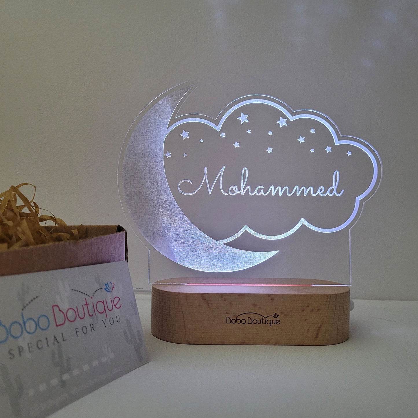 Personalized Night Light - Cloud With Stars - BOBO BOUTIQUE 