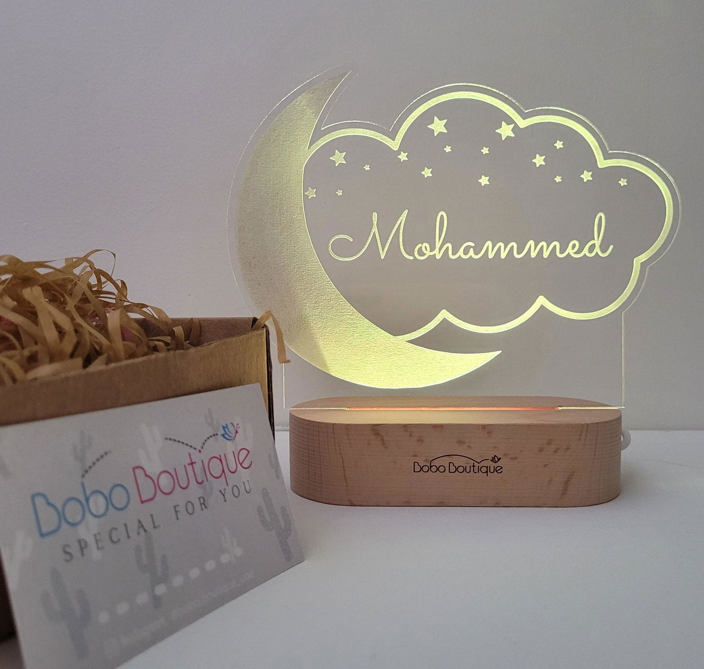 Personalized Night Light - Cloud With Stars - BOBO BOUTIQUE 