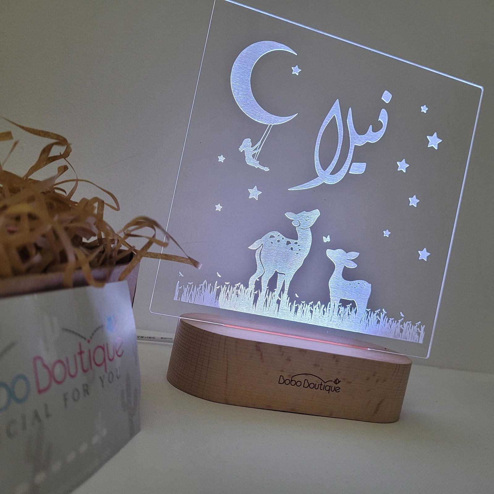 Personalized Night Light - Moonlight Cute Deer - BOBO BOUTIQUE 