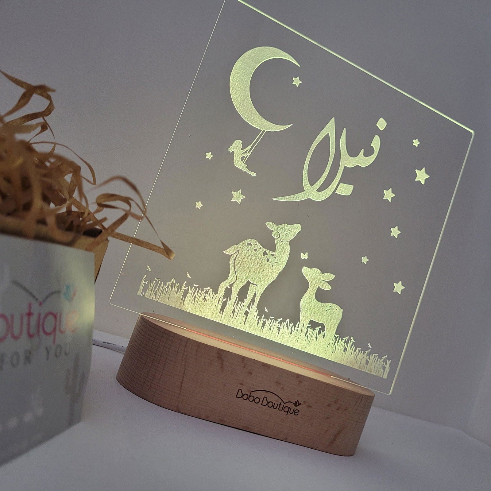 Personalized Night Light - Moonlight Cute Deer - BOBO BOUTIQUE 