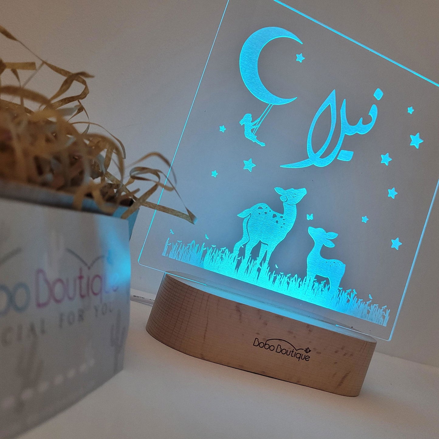 Personalized Night Light - Moonlight Cute Deer - BOBO BOUTIQUE 