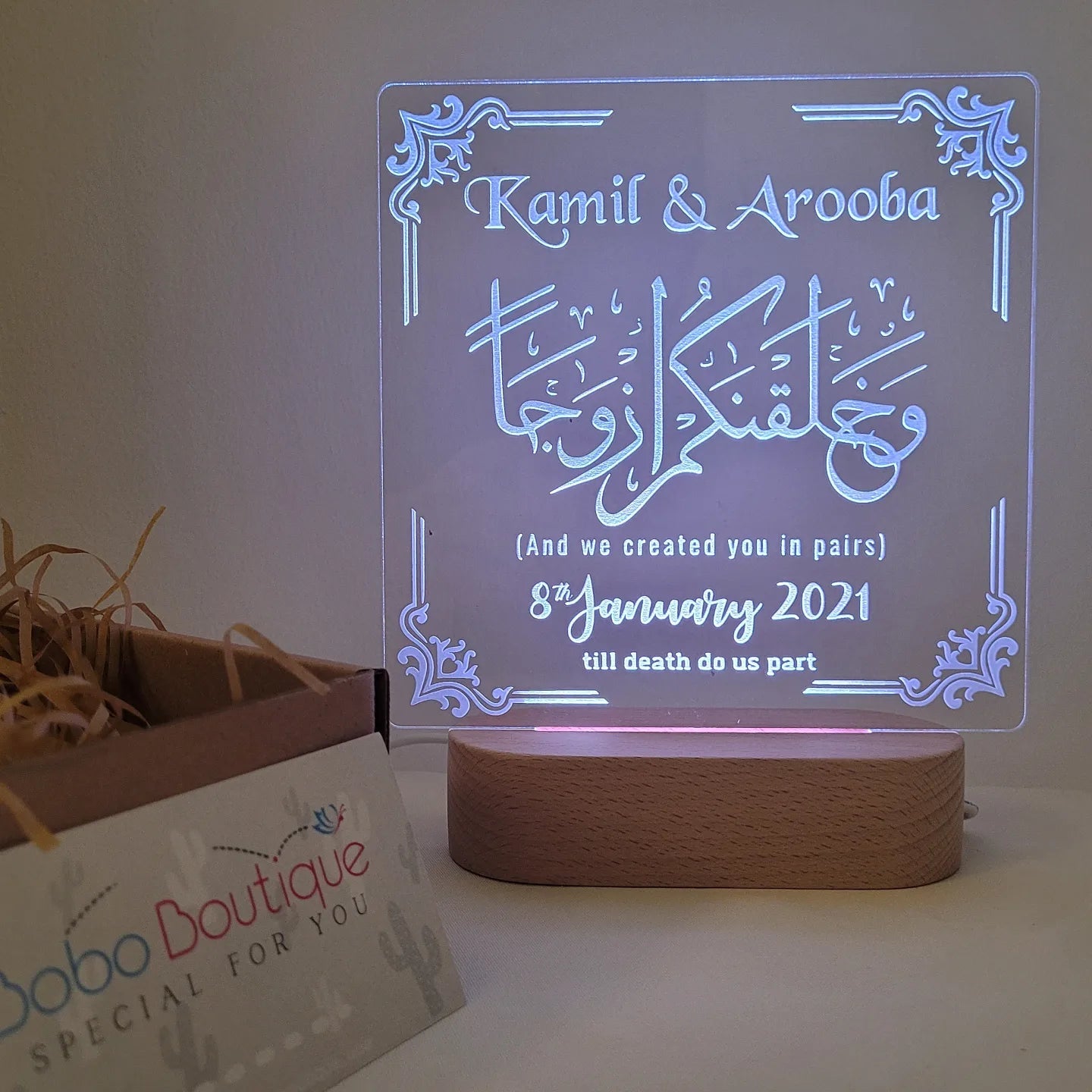 Personalized Night Light - Wedding Design - BOBO BOUTIQUE 