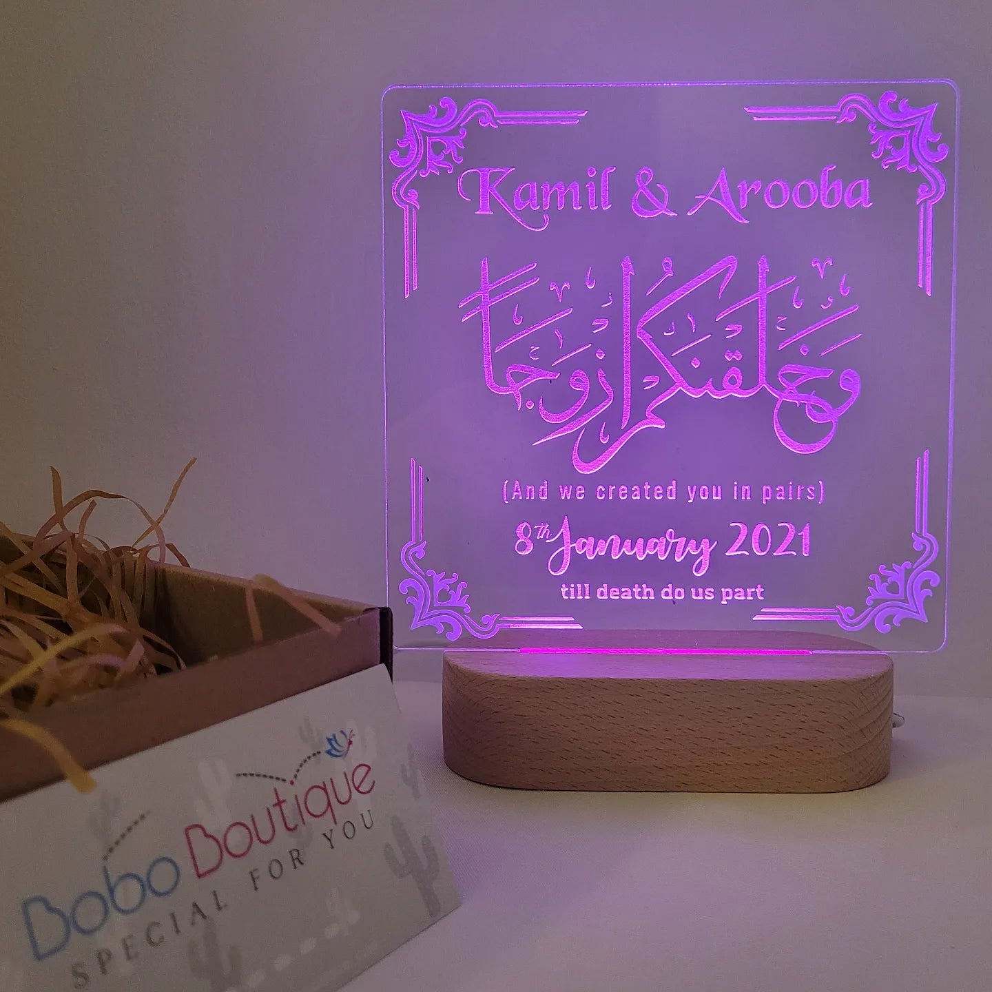 Personalized Night Light - Wedding Design - BOBO BOUTIQUE 