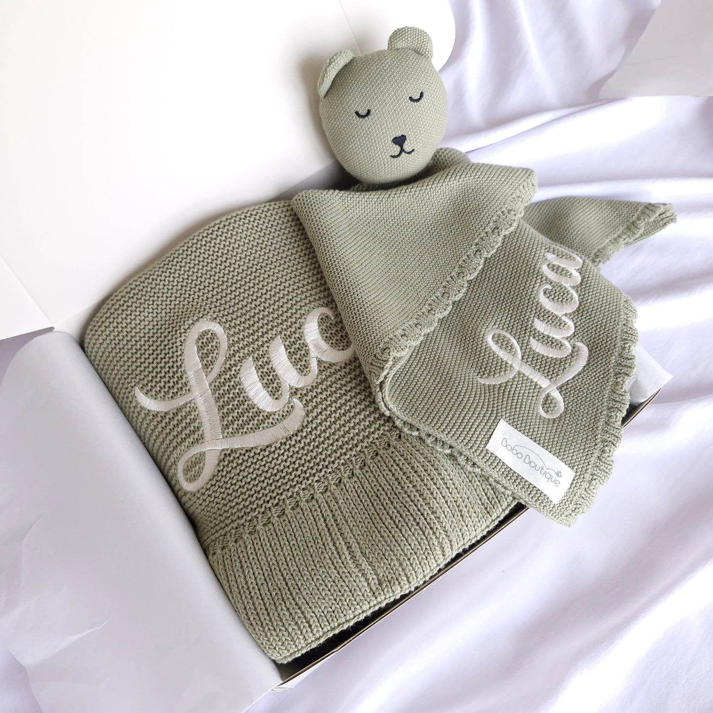 Gift Set - Green Blanket & Green Comforter - BOBO BOUTIQUE 
