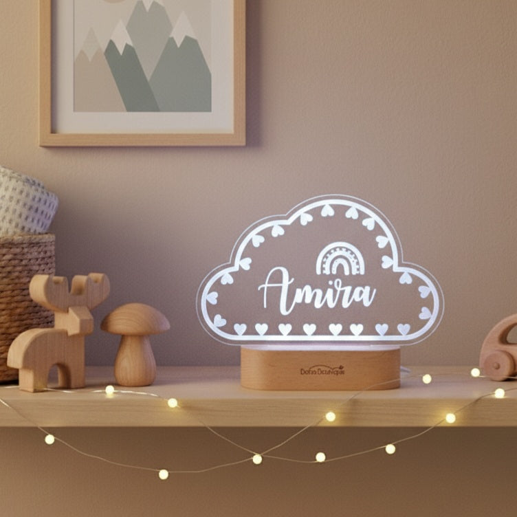 Personalized Night Light - Cloud & Hearts - BOBO BOUTIQUE 