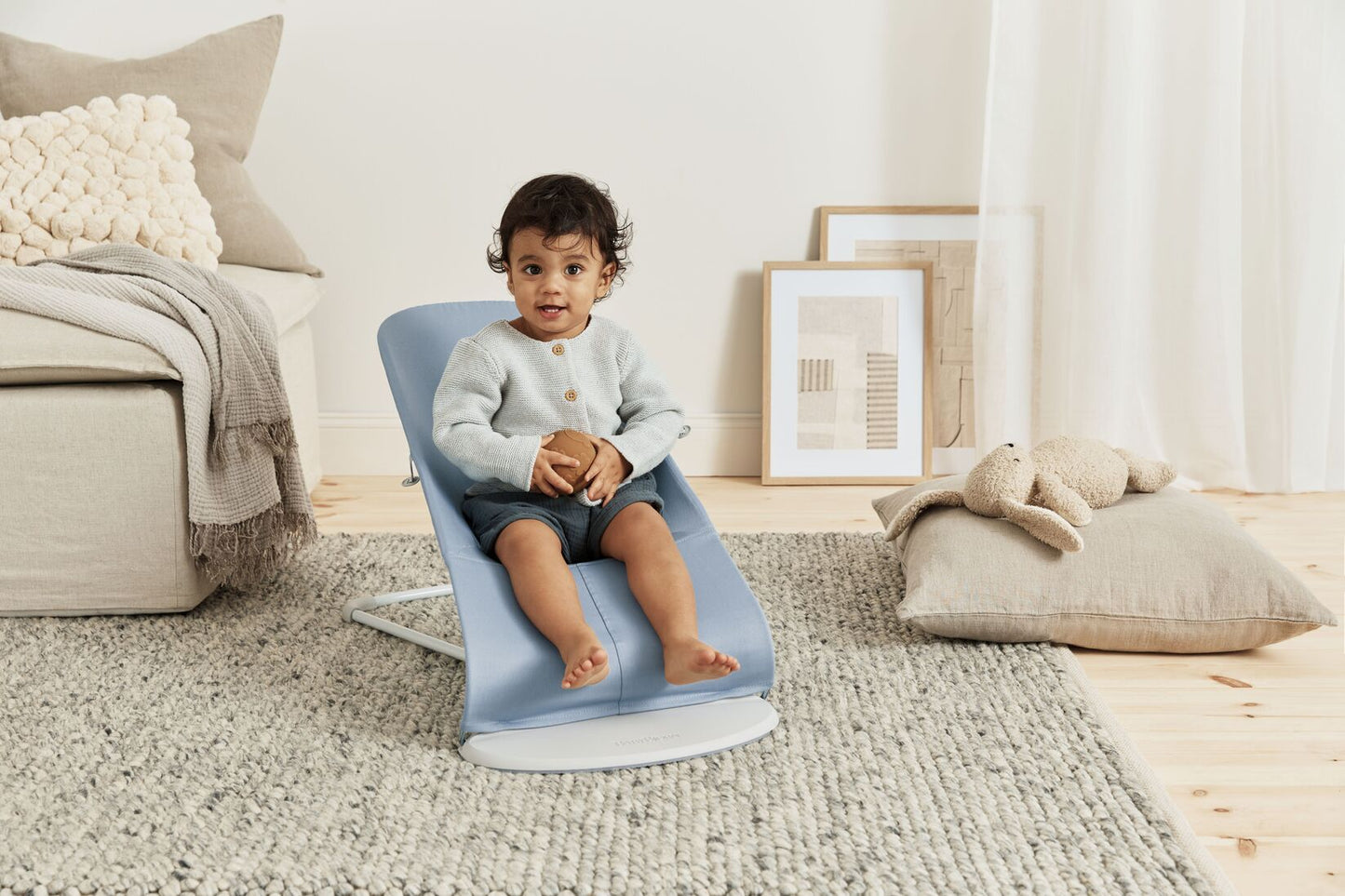 BabyBjörn Bouncer Bliss, Woven, Petal Quilt, Blue - BOBO BOUTIQUE